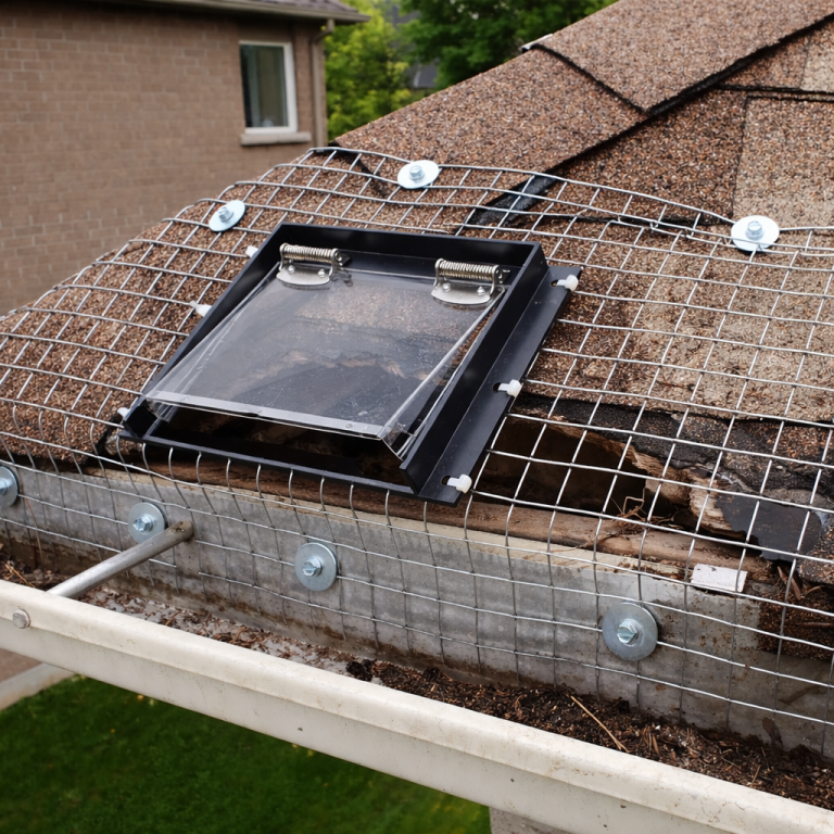 A one-way door for wildlife exclusion.