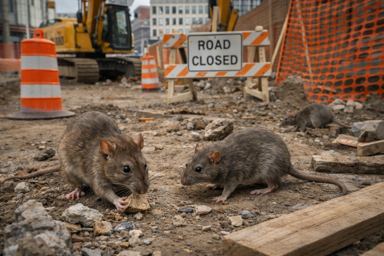 Rats on a construction site.