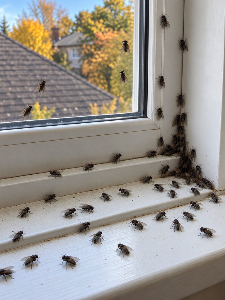 Cluster flies by a window.
